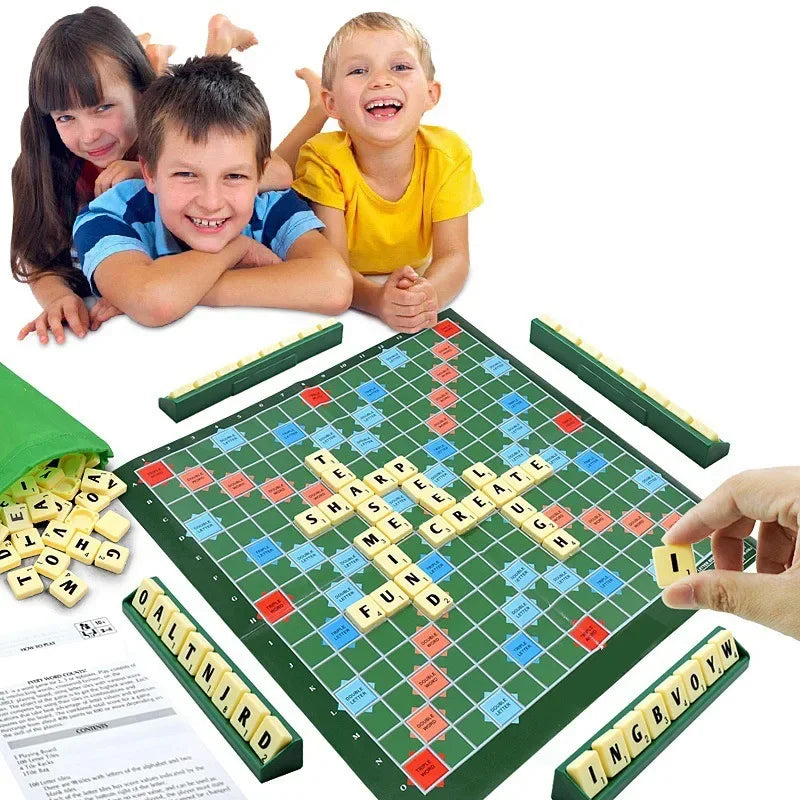 2–4 Player English Spelling Board Game – Alphabet Scrabble Puzzle & Word Chess Educational Toy Set, Travel-Friendly Learning Game for Kids & Family