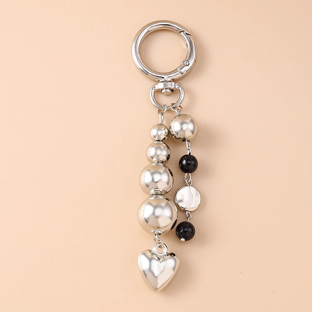 Cute Bowknot Heart Keychain - Crystal Pearl Pendant Charm for Women, Girls & Handbag Decoration