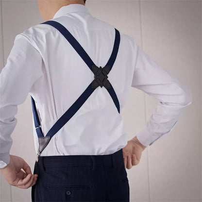 Fashion Vintage Suspenders - 2.5cm Wide Cross-Over Back with Adjustable Elastic Straps - Stylish Trouser Brace for Women and Men