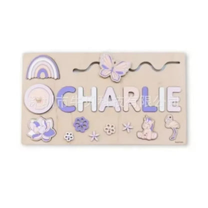 Montessori Personalized Wooden Name Puzzle — Custom Letter Board Educational Toy for Babies