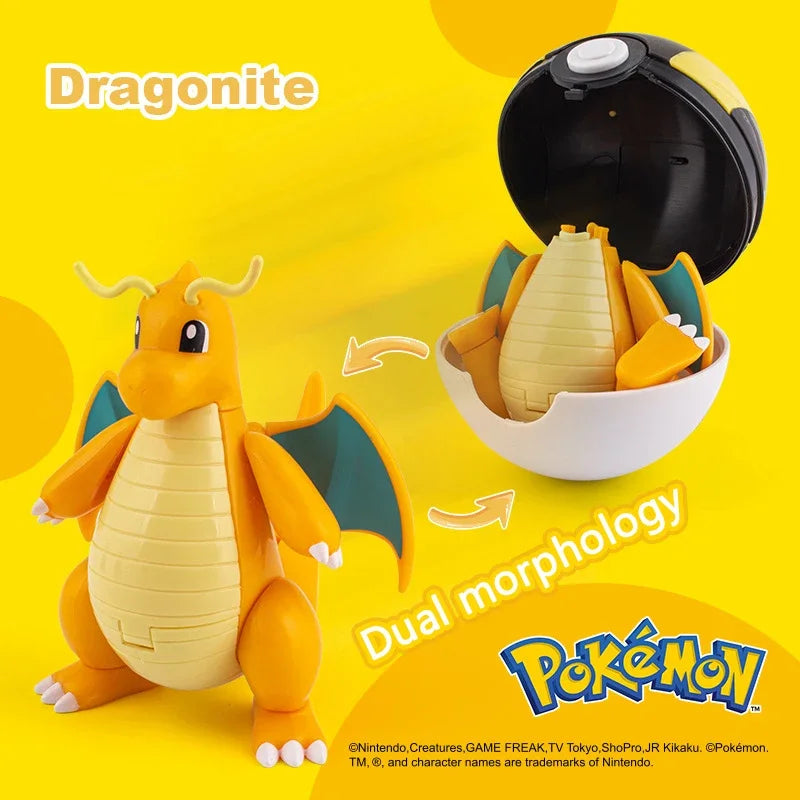 New Pokémon Action Figures – Pikachu, Charizard & Greninja Pocket Monster Poké Ball Deformation Toys for Kids Birthday Gifts