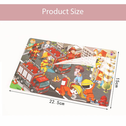 30PCS Montessori Wooden 3D Cartoon Animal Puzzle – Educational Jigsaw Board Game for Kids