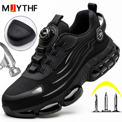 Rotating Button Men’s Safety Shoes – Anti-Smash & Anti-Puncture Work Boots, Fashion Sport Protective Footwear