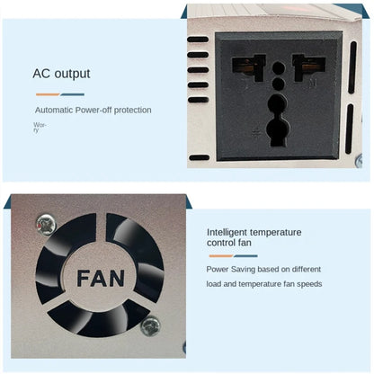 12V to 220V Solar Inverter — 500W/1000W/1500W/2000W Portable Voltage Converter & Car Power Charger