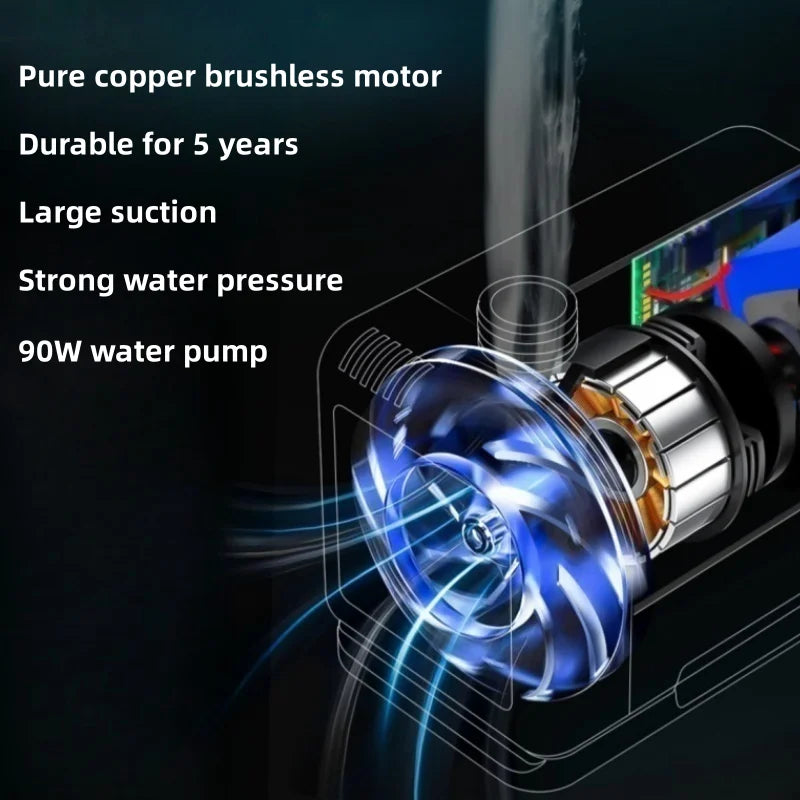 Intelligent Temperature Measuring Portable Home Shower - Pure Copper Brushless Motor, Simple One-Piece Installation