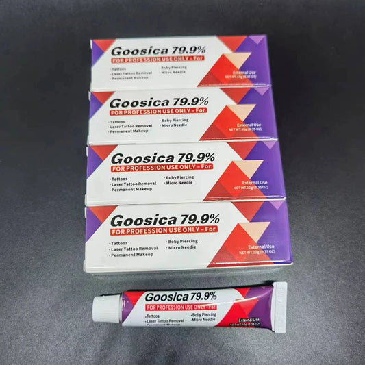 79.9% Goosica Tattoo Numbing Cream 10g – Pre-Permanent Makeup for Face, Body, Microblading & Piercing