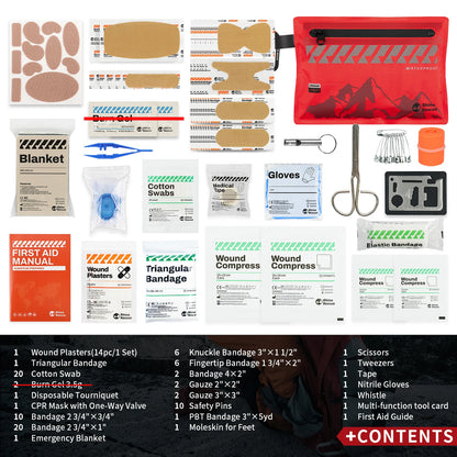 Rhino Rescue Small First Aid Kit - Ultralight Waterproof Medical Kit for Hiking, Backpacking, Cycling & Travel