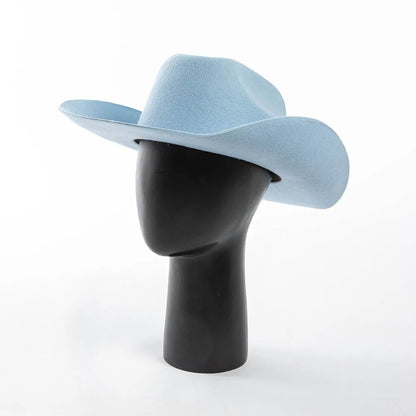 100% Wool Western Cowboy Hat – Casual Felt Cowgirl Hat for Men & Women, Autumn & Winter Outdoor Sunshade Fedoras Top Hat