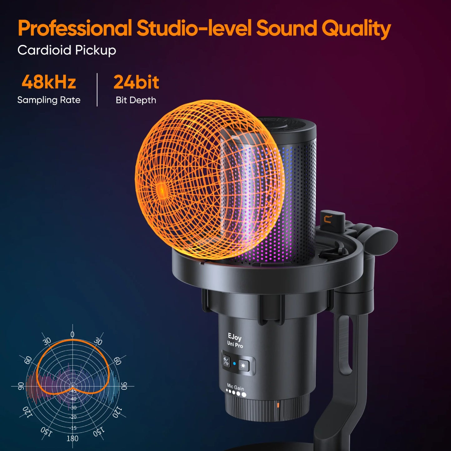 COMICA Uni Pro Wireless USB Gaming Microphone – Noise-Canceling Condenser Mic with RGB Lights for PC, Laptop & Smartphone