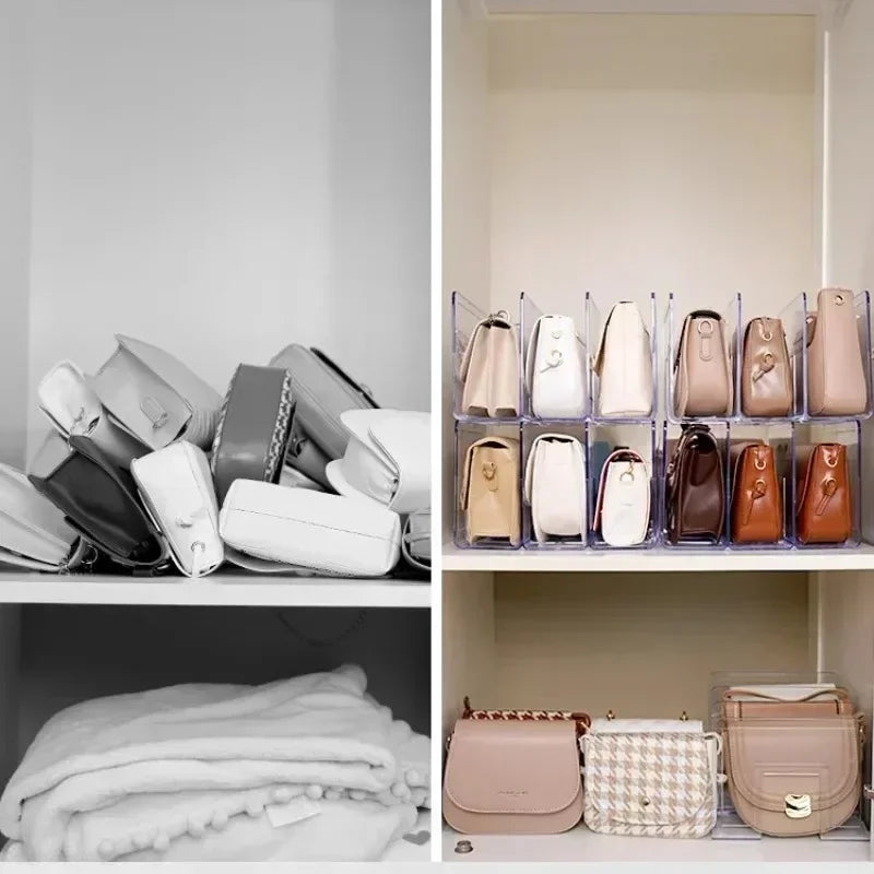 Acrylic Handbag Storage Rack – Transparent Divider Organizer for Luxury Bags Display & Storage