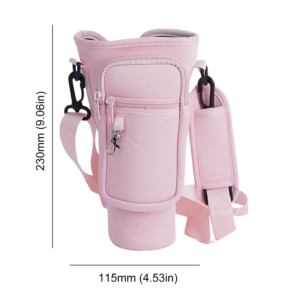 Portable Water Bottle Carrier Bag – Neoprene Holder with Phone Pocket for Stanley 40oz Tumbler with Handle