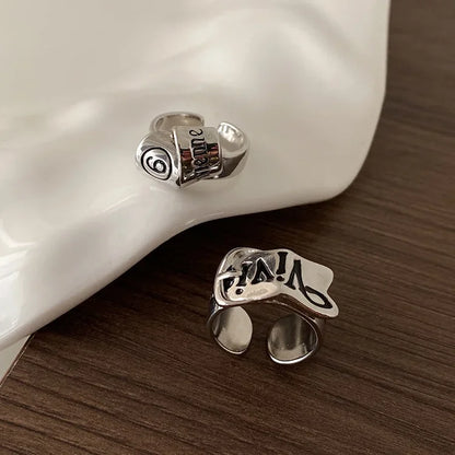 Personalized Girls' Open Ring – Retro Y2K English Letter Jewelry Accessory, 1/2pcs Party Gift