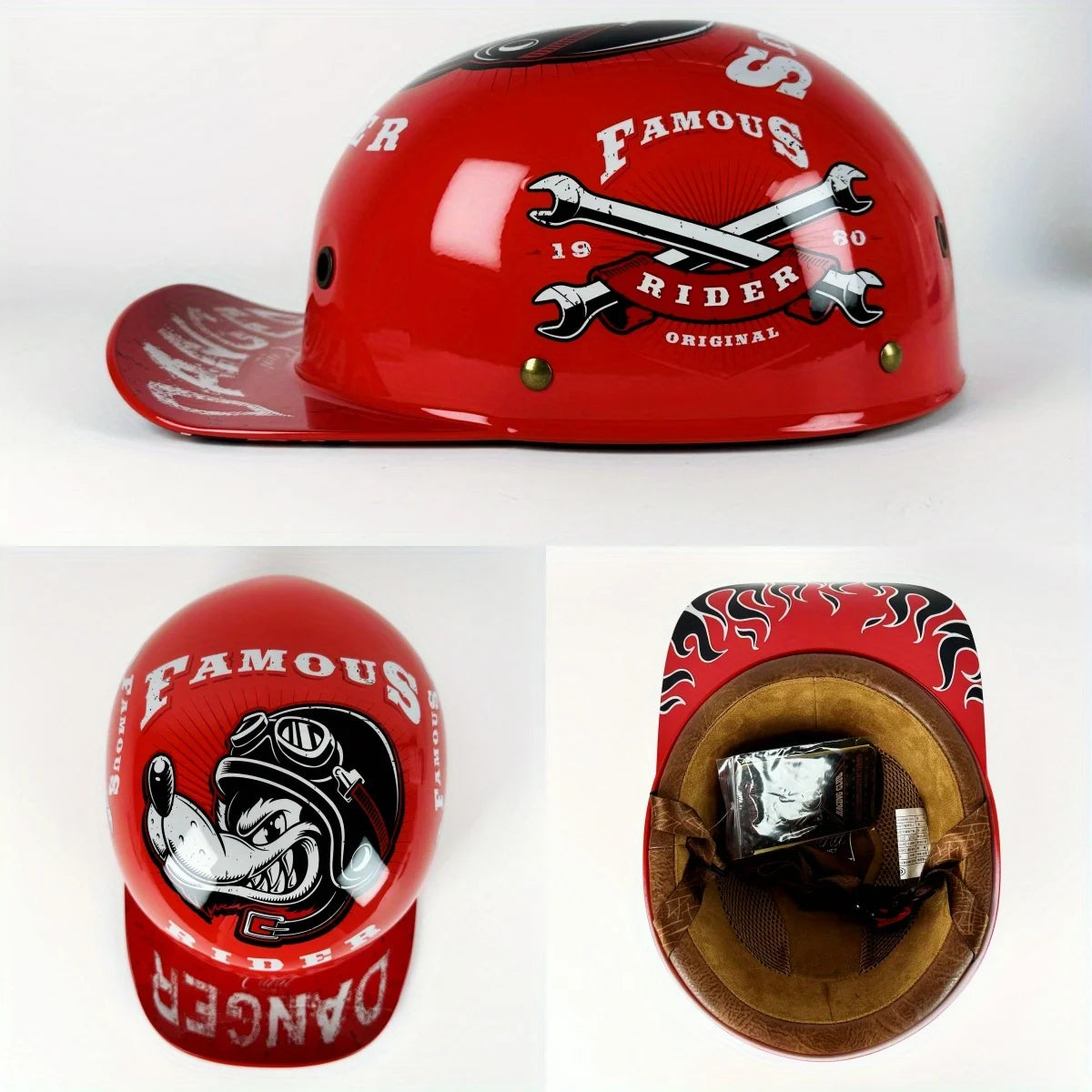 Retro Motorcycle Helmet for Men – Half Face Moto Helmet with Baseball Cap Design, DOT Certified Cycling Capacete De Moto