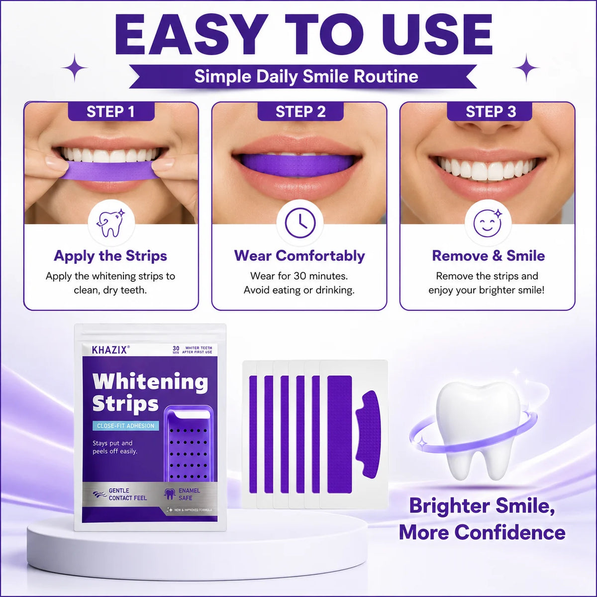 7-Piece Dental Care Strips - Daily Oral Hygiene Patches for Mouth Cleaning and Fresh Breath