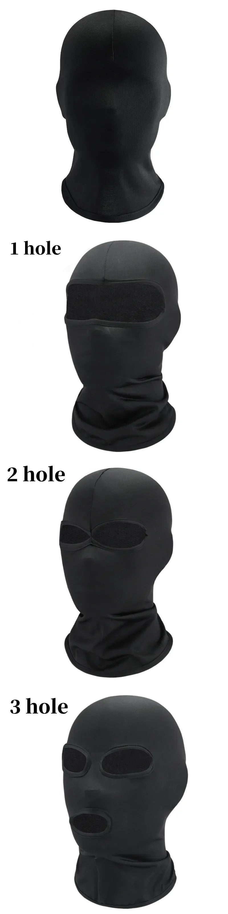 Black Full Face No-Hole Balaclava Hat – Unisex Army Tactical UV Protection Ski Mask for Bike & Motorcycle