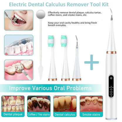 Electric Tooth Whitening Brush – Sonic Teeth Cleaner, Dental Scaler, Plaque & Calculus Remover Kit