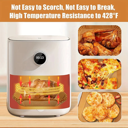 Air Fryer Disposable Paper Liners - Oil Proof, Waterproof Baking Paper in Round, Square & Rectangle for Kitchen & Party Supplies