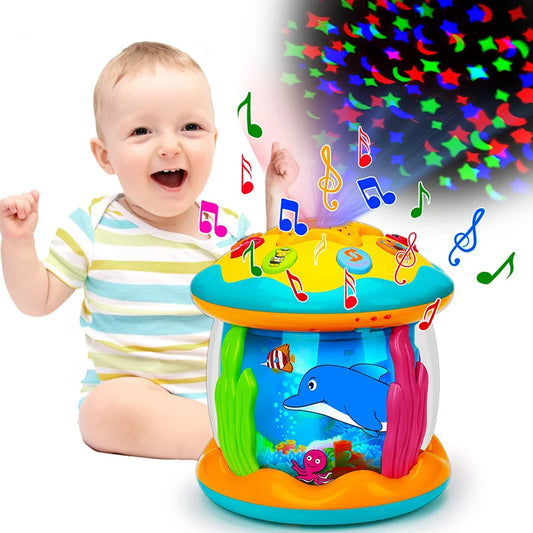 Baby Ocean Light Projector Toy - Musical Montessori Sensory Learning Toy for Toddlers 1-3 Years