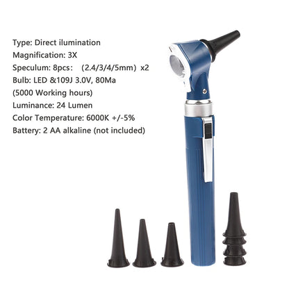 Professional Otoscope Diagnostic Kit – LED Endoscope for Ear Care, Portable Ear Cleaner with 8 Tips for Home & Doctor Use