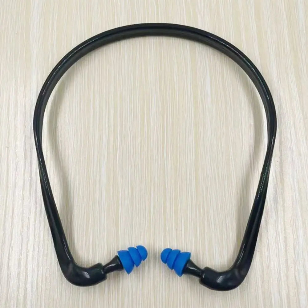 Soft Silicone Head-Mounted Earplugs – Blue, Black & Orange Anti-Noise Ear Protection for Swimming & Sleeping