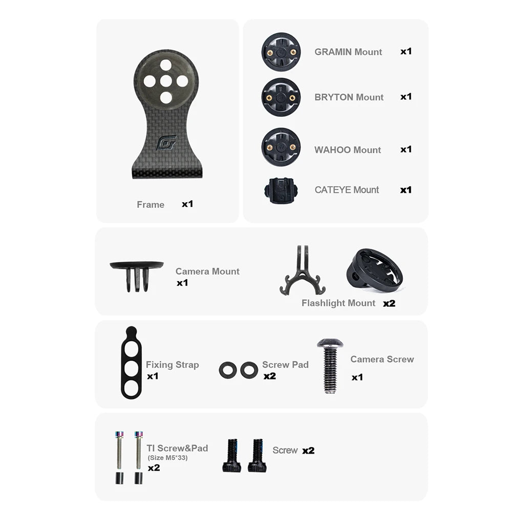 OGEVKIN Carbon Bike Stem Extension — Computer Mount Holder Rack for GPS, Cycling Computer, Camera & Light, 3K Black