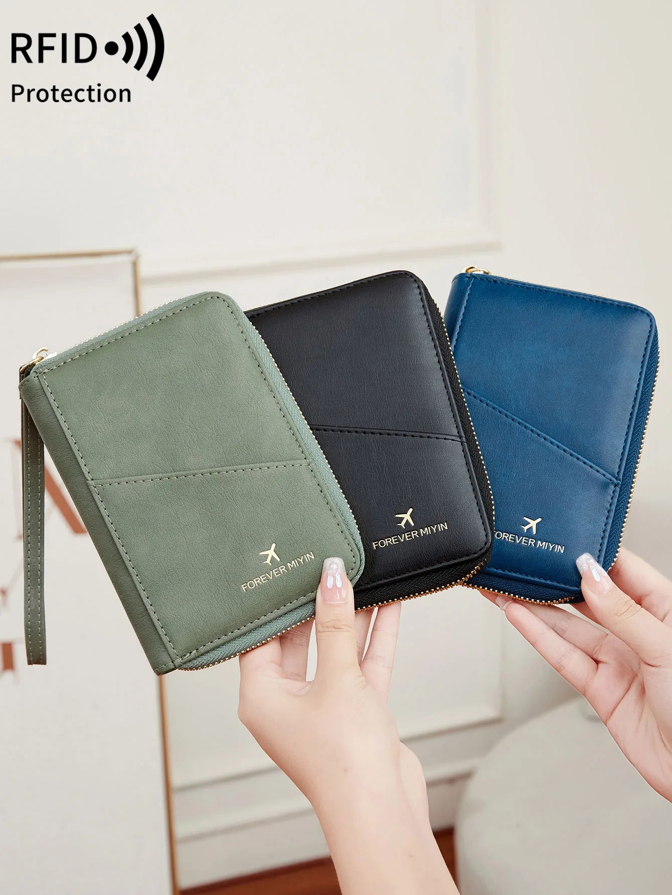 New Retro RFID PU Leather Passport Bag – Fashionable Multifunctional Passport Cover & Travel Clip for Men & Women