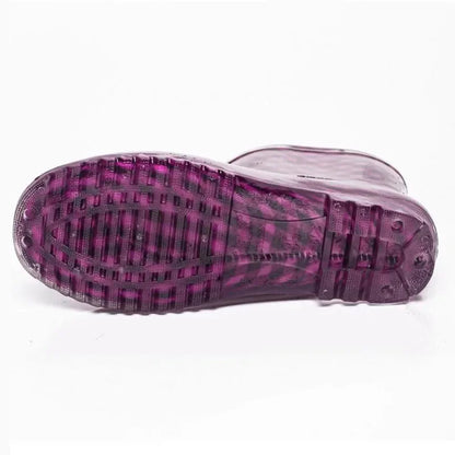 Women’s Black Polka Dot Rain Shoes – Waterproof, Non-Slip PVC Kitchen & Work Short Tube Boots for Summer