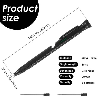 12-in-1 EDC Multitool Pen - LED Light, Level, Bottle Opener, Stylus & Screwdriver for Men