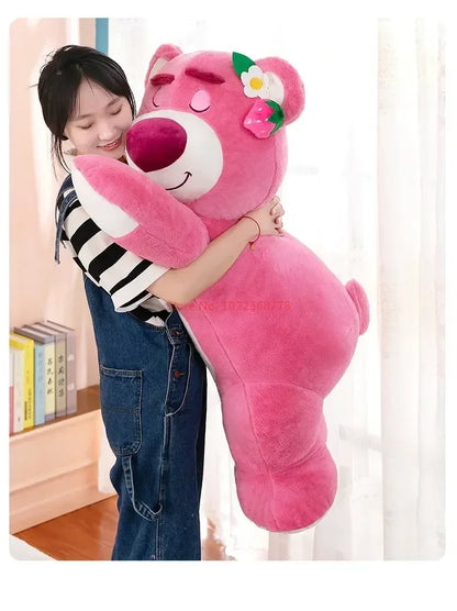New Disney Kawaii Toy Story Lotso Bear Plush Pillow – Strawberry Sofa Stuffed Toy for Kids & Birthday Gift