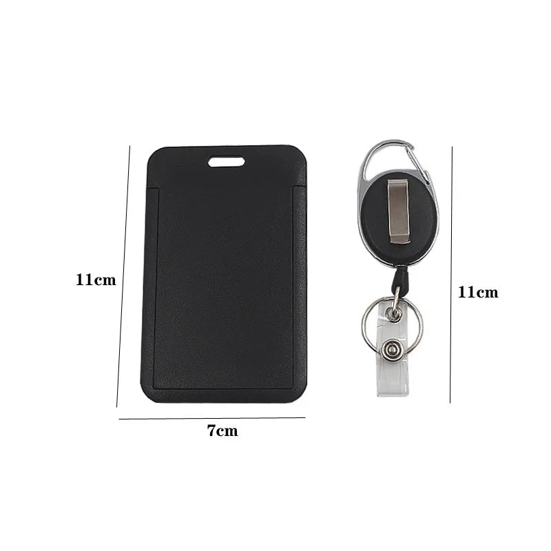 Retractable Black Card Holder - Premium Work ID & Student Meal Card Badge Holder