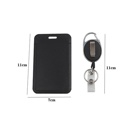 Retractable Black Card Holder - Premium Work ID & Student Meal Card Badge Holder