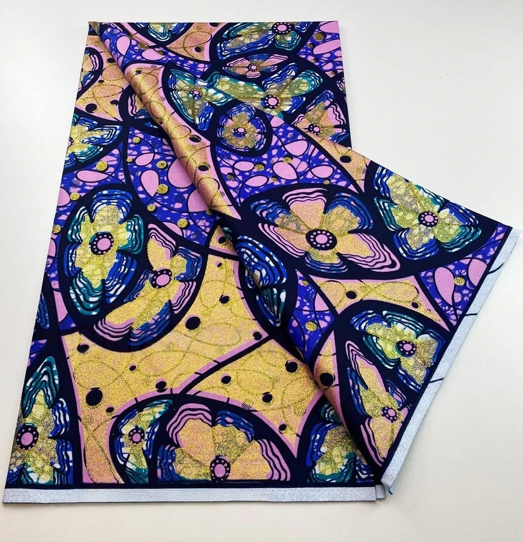 Original African Wax Print Fabric - 6 Yards 100% Cotton Nigerian Ankara Sewing Material for Women’s Dresses