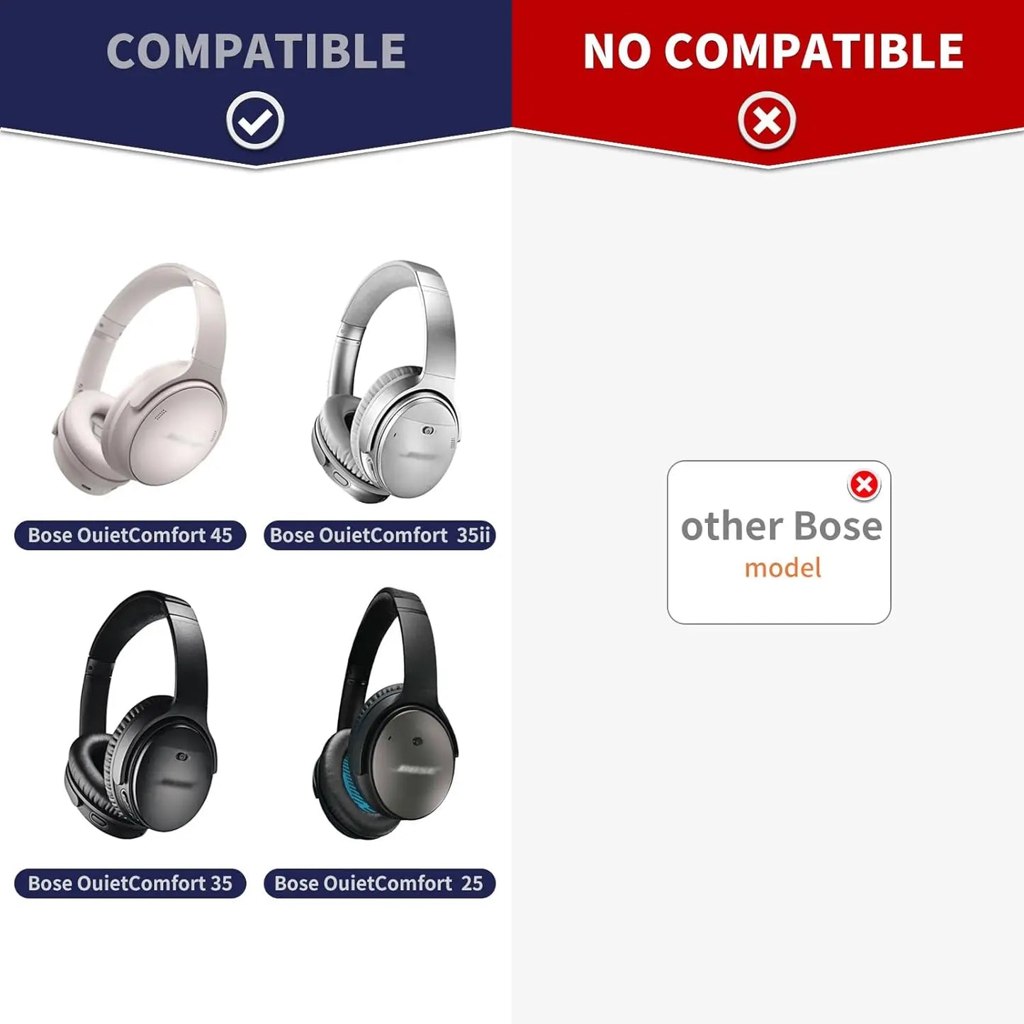QC45 Cooling-Gel Ear Pads – Compatible with Bose QC35/QC35II, Noise-Isolating Replacement Cushions