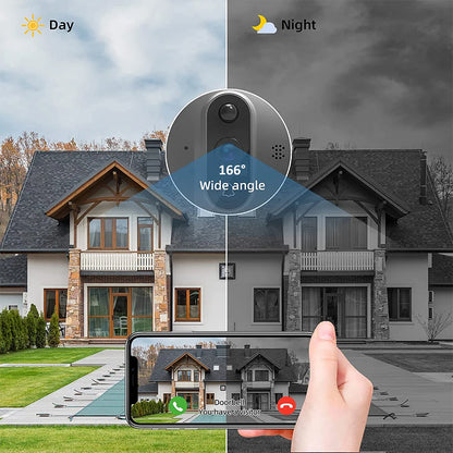 3MP Smart Life Tuya WiFi Doorbell – 1080P Eye Peephole Camera, 5000mAh Battery, PIR Motion Detector, IR, Alexa & Google Compatible