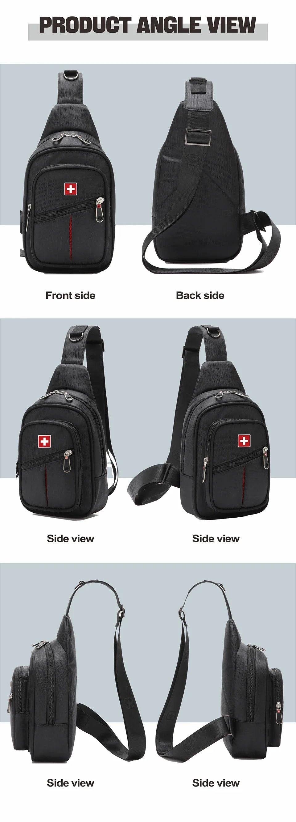 SWISS Men’s Chest Bag – Outdoor Waterproof Shoulder Crossbody Bag, Large Space, Practical & Durable Sling Bag for Men