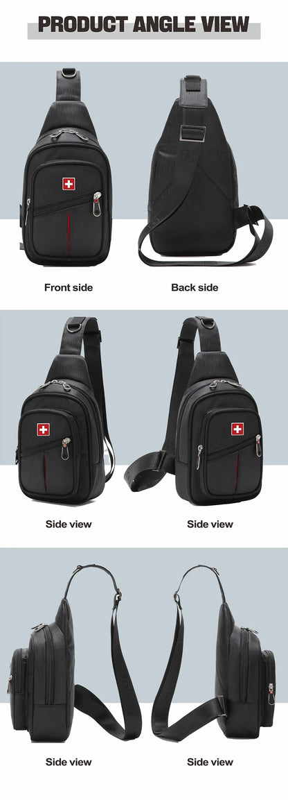 SWISS Men’s Chest Bag – Outdoor Waterproof Shoulder Crossbody Bag, Large Space, Practical & Durable Sling Bag for Men