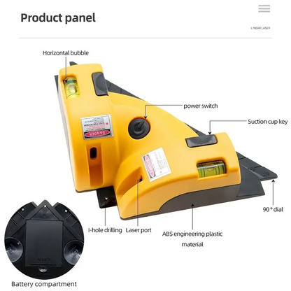 90° Infrared Laser Level - Vertical Horizontal Line Projection for Accurate Floor Tiling Measurement, Square Laser