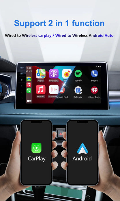 Mini CarPlay Box for Audi, Mercedes, Volvo & Volkswagen – Wireless Android Auto, Bluetooth, Charging, and Siri Support for iOS 15
