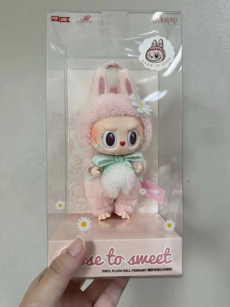 Mokoko 1st Spring Flower Sweetheart Pink Labubu Vinyl Doll - Kawaii Backpack Pendant Decoratio