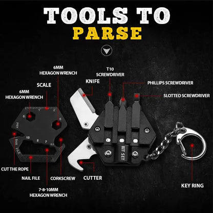Multifunctional Hexagon Coin Outdoor EDC Tool: Folding Coin Knife Keychain Screwdriver Pocket Gear