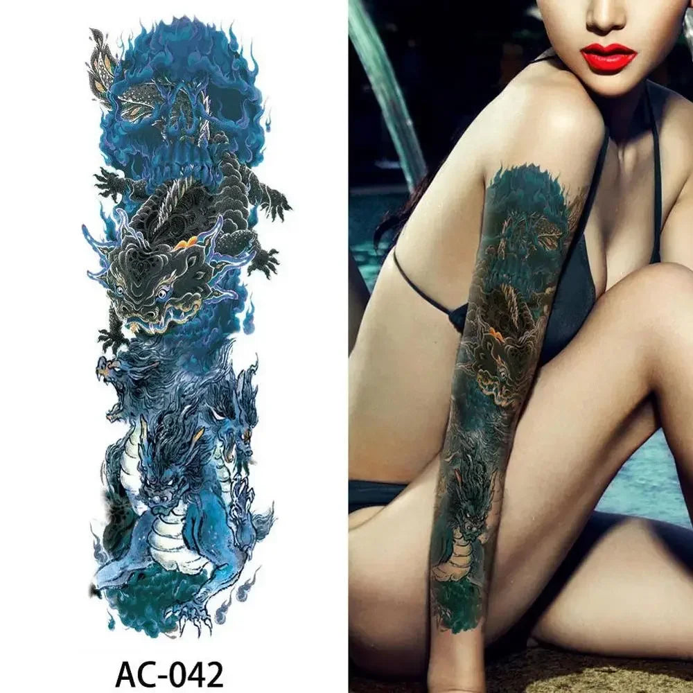 16 Designs Full Arm Temporary Tattoo Sleeves - Waterproof Body Art Stickers for Men & Women Fashion Style