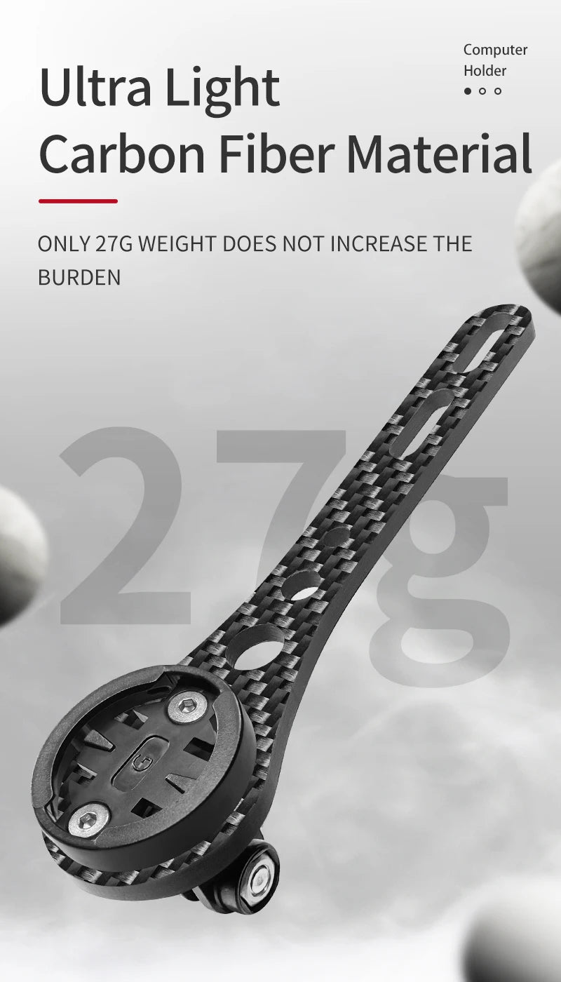 BUCKLOS Carbon Fiber Bike Computer Mount – 143mm/165mm Speedometer Holder for Garmin, Road & Mountain Bikes