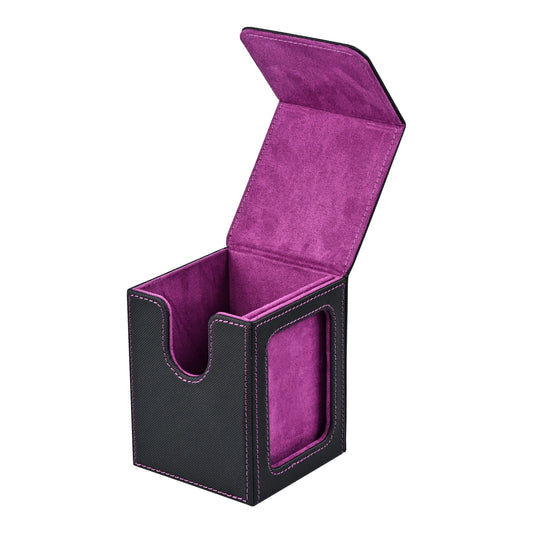 MTG Card Deck Box with Display Window – Magnetic PU Leather Storage for 120+ Single-Sleeved Trading Cards