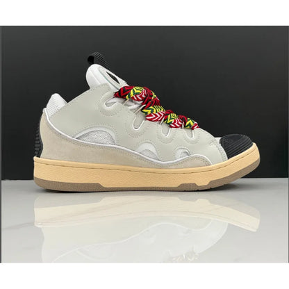 Unisex Leather Lace-Up Sneakers - Retro Casual Sports Shoes with Dad Shoe Style