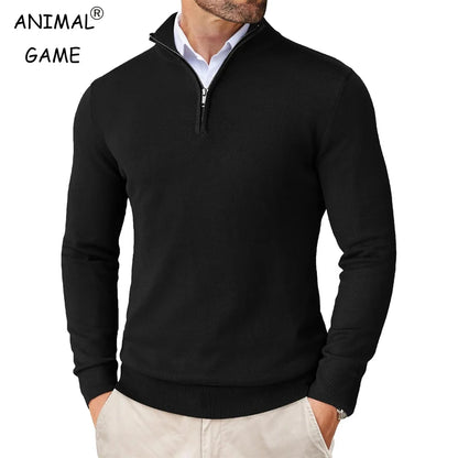 Men's Quarter Zip Sweater - Slim Fit Lightweight Mock Neck Knitted Pullover Casual Outdoor Streetwear Top