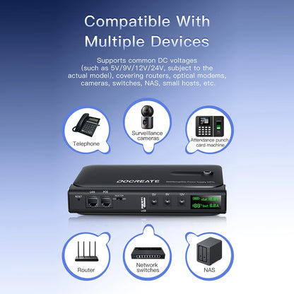 4×18650 DC UPS Backup Power Supply - 5V/9V/12V Router & Device Battery Backup