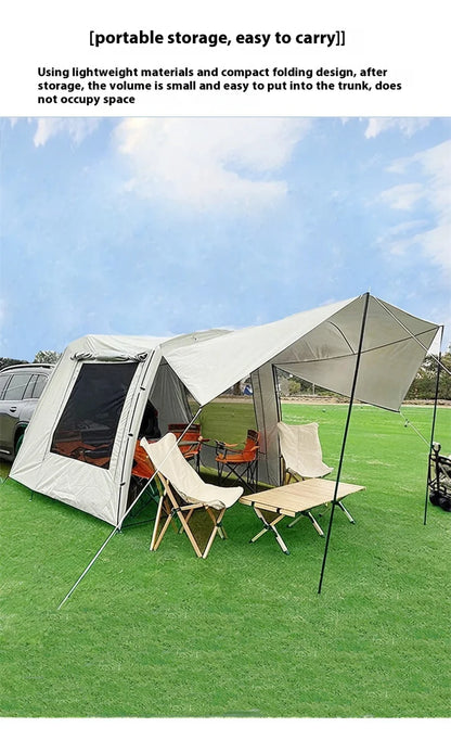 Lohascamping Car Box Docking Tent – Portable Waterproof SUV Tail Tent for 3-4 People, Large Dome Sunshade Tunnel Style Tent