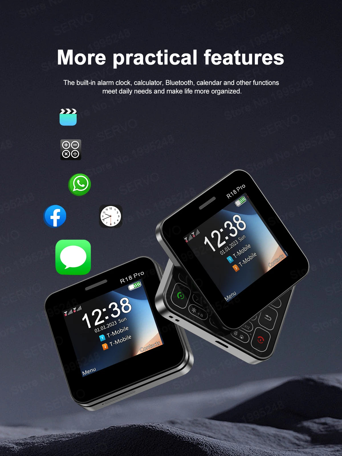 2024 NEW SERVO R18Pro Mini Mobile Phone – 2.4" Rotating Screen, Button Slider, Flashlight, Magic Voice, Dual SIM Standby