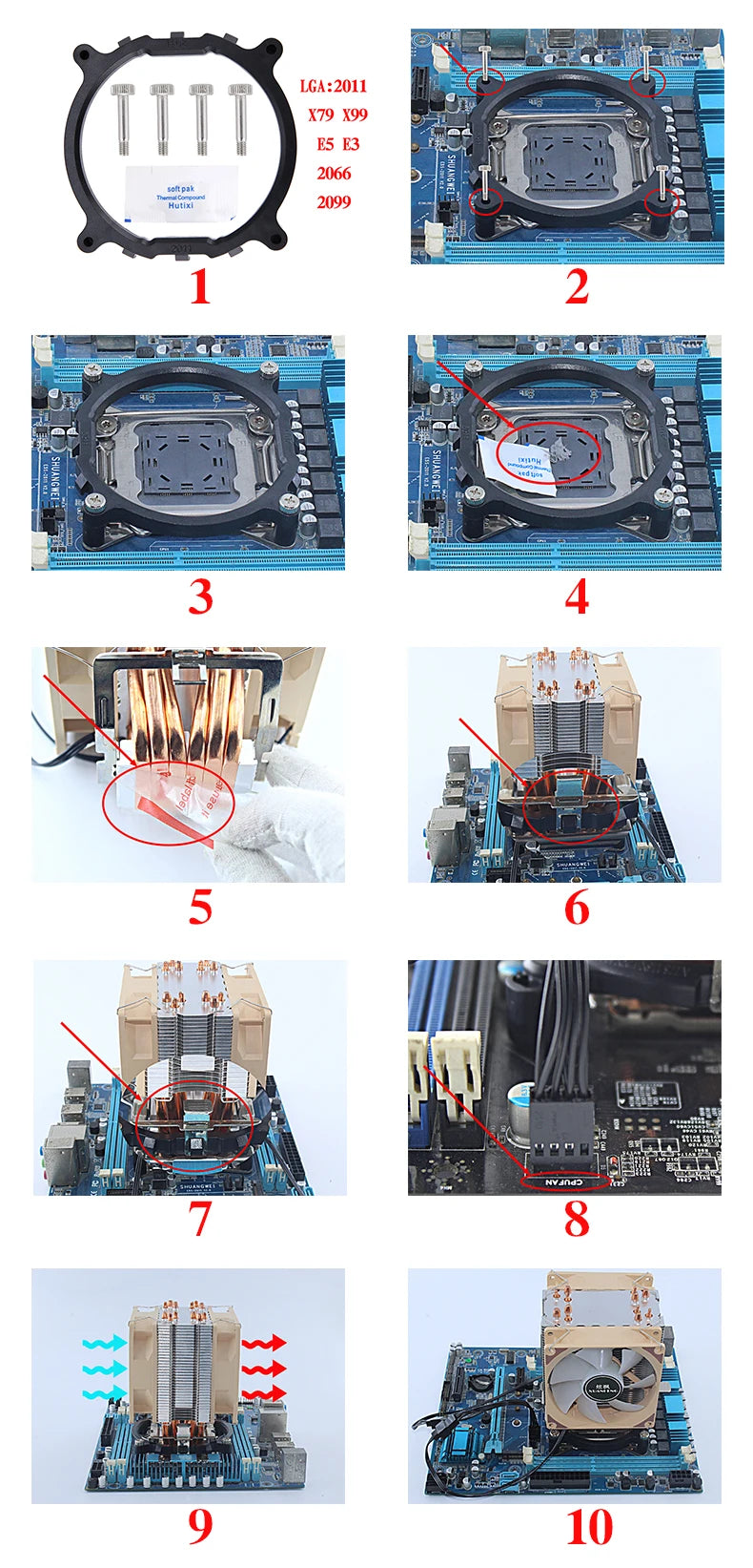 CPU Cooling Fan with Air-Cooled Radiator – Compatible with LGA2011, 115x, 1200, 1700 & AMD