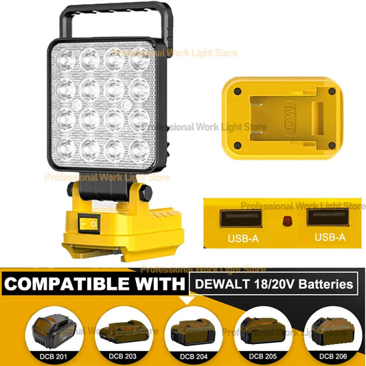 4-Inch LED Work Light for Dewalt 20V Battery – Portable Flashlight for Outdoor Camping, Hiking & Fishing with USB Interface